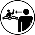 Hold oppsyn når produktet er i bruk + symbol (svart)